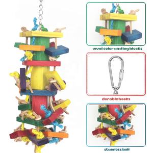 Juguete Colgante de Madera Multicolor Natural para Loros, Aves y Maracas, con Cuerda de Cuero y Bloques de Madera, Juguete Columpio para Masticar - ¡Venta Caliente! - Product Image 3