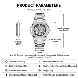 Reloj Mecánico de Doble Esqueleto Bicolor VVS-BW para Hombre, Manecillas Luminosas, Reloj de Lujo Resistente al Agua - Product Image 5