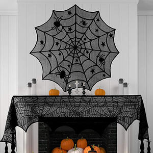 Mantel <span class=keywords><strong>de</strong></span> telaraña <span class=keywords><strong>de</strong></span> encaje negro gótico <span class=keywords><strong>de</strong></span> Halloween, decoraciones <span class=keywords><strong>de</strong></span> mesa <span class=keywords><strong>de</strong></span> noches <span class=keywords><strong>de</strong></span> película <span class=keywords><strong>de</strong></span> <span class=keywords><strong>miedo</strong></span>, suministros promocionales para fiestas - Product Image 2