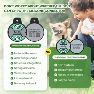 <span class=keywords><strong>Mini</strong></span> étiquette personnalisée en silicone pour animaux de compagnie pour chiens chats mode style animal motif dentelle décoration sculptée au laser QR cordon collier personnalisé - Product Image 4