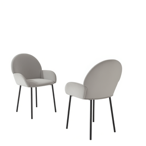 เก้าอี้รับประทานอาหารกำมะหยี่ทันสมัย ​​ขาโลหะหุ้มเบาะสีเทา เฟอร์นิเจอร์บ้านร่วมสมัย ชุด 2 ตัว - Product Image 1