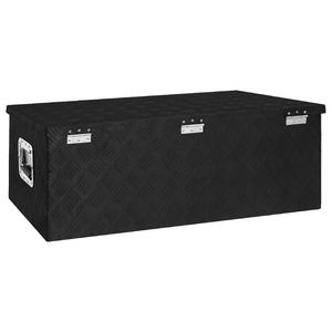 Black Aluminum Storage <b>Box</b> 35.4x18.5x13.2 <b>Tool</b> Organizer Garage Use Waterproof Closure - Product Image 3