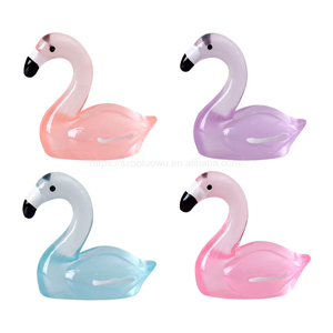 Mikro peyzaj için simüle aydınlık Flamingo süs reçine el sanatları DIY masaüstü kuşlar için Dollhouse balık tankı dekorasyon - Product Image 3