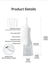 Irrigador Bucal Portátil USB Impermeable para el Hogar con Tanque de Agua Grande para Uso en Exteriores - Product Image 6