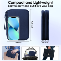 Étui de voyage portable, étanche, antichoc et anti-poussière pour appareils électroniques, avec plusieurs compartiments, pochette de rangement pour câbles, chargeur et batterie externe