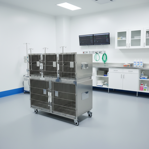 Cage multi-animaux à cloison amovible - Acier inoxydable 304 commercial, roues silencieuses, porte de cage autobloquante - Product Image 1