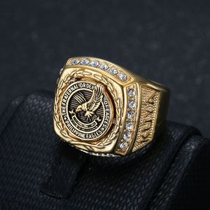 Aigle Hommes Bague En Acier Inoxydable Plaqué Or CZ Diamant Hiphop Bijoux Bold Eagle Claw <span class=keywords><strong>D</strong></span>éclaration Anneau À La Mode Bling Accessoires - Product Image 2