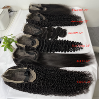 Vente en gros 13x4 Lace Front Wig Transparent 4x4 Fermeture Couleur Naturelle Densité 180% 6 PCS Forfait Deal pour 630 $ Perruques Perruque de Cheveux Humains