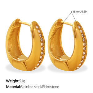 Fashion 18K Gold Plated Stainless Steel Zircon <b>Hoop</b> <b>Earrings</b> <b>For</b> <b>Women</b> - Product Image 6