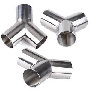 304stainless steel pipes stainless steel side outlet tee Standard Polished Welded Sanitary Tube For Food And Beverage Industry