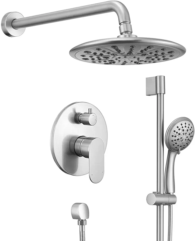 In-wall Installation Nickle Polished Brass shower system set hot and cold shower mixer set for bathroom