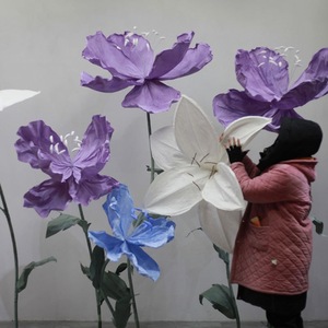 Vibrant Multi Color Giant Poppy Set Oversized <b>Handmade</b> <b>Paper</b> Flower For Wedding Event Backdrop - Product Image 1