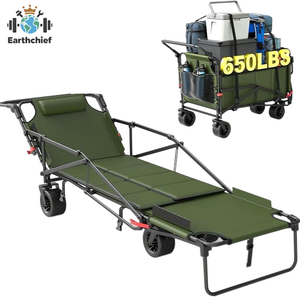 Açık Hava Kamp Depolama Arabası Dört Tekerlekli El Arabası Katlanır Yatak/Kamp Arabası Süper Ağır Hizmet Tipi Taşınabilir Küçük Araba Oxford Karbon Çelik - Product Image 5