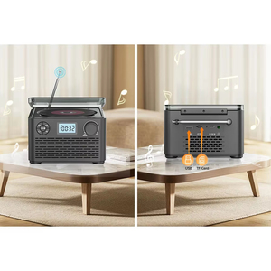 Lecteur CD de bureau rétro, radio FM, double haut-parleur 2W, lecture BT, USB, TF, RCA, écran LCD, pour décoration intérieure, album musical, cadeau - Product Image 3
