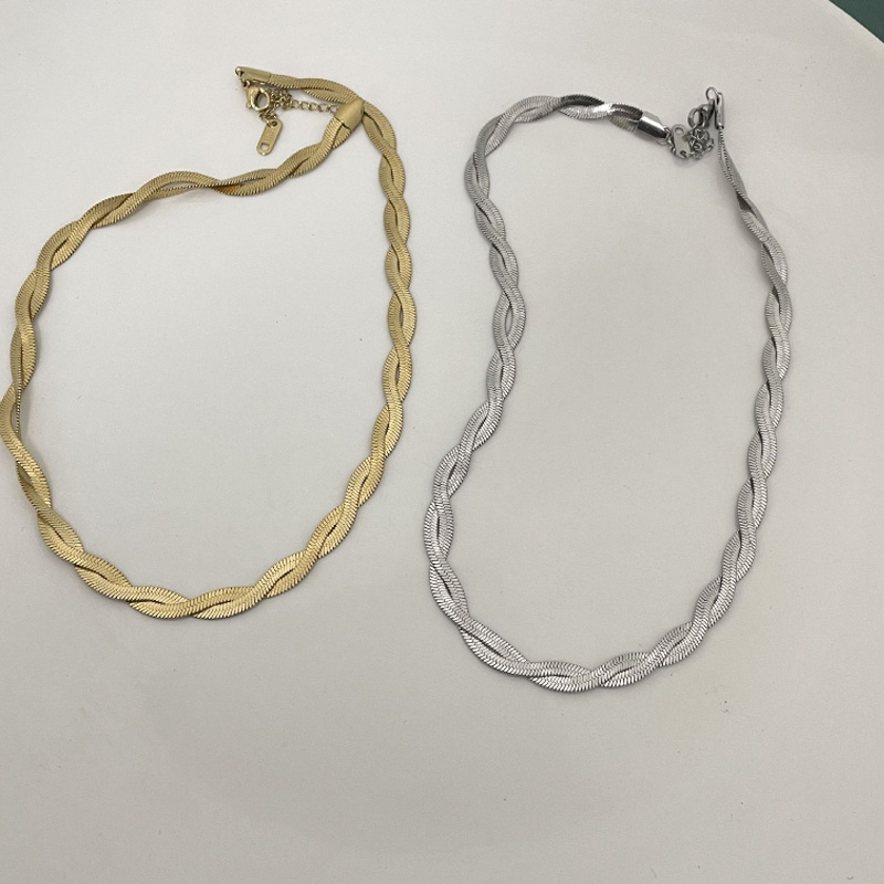 Only Faith Collana Piatta A Serpente In Acciaio Inox Dorato Donna