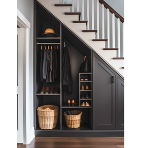 Armoire de conception intelligente sur mesure <span class=keywords><strong>sous</strong></span> l'escalier Rangement sur mesure Maximiser l'espace Chambre irrégulière Armoire sur mesure de qualité supérieure - Product Image 2