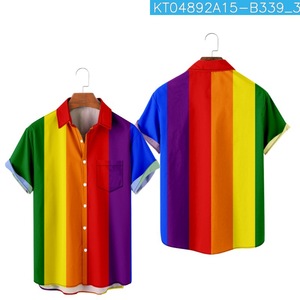 Custom 19 Styles Men's Casual Short Sleeve <strong>Gay</strong> <strong>Pride</strong> Polo <strong>Shirt</strong> Striped Pattern Lgbtq 3D Printed Rainbow <strong>Shirt</strong> - Product Image 3
