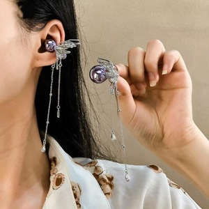 Clip d'oreille dynamique papillon ajouré à longues pampilles <span class=keywords><strong>avec</strong></span> fonction écouteur Bluetooth, bijou de mode féminin pour le quotidien - Product Image 3