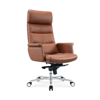 Chaise de bureau de direction à dossier haut, revêtement en cuir de qualité supérieure, avec châssis robuste