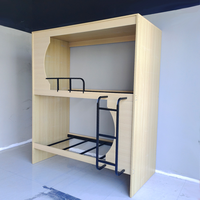Lit superposé moderne en bois sur mesure avec rideau d'intimité, échelle double, OEM, pour dortoir, appartement, hôtel, université