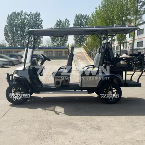 Carrito de Golf Elevado Gris Plateado para 6 Pasajeros con Asientos Delanteros y Traseros, Estribos Laterales Anchos y Neumáticos Todoterreno para Recorridos por Ranchos - Product Image 2