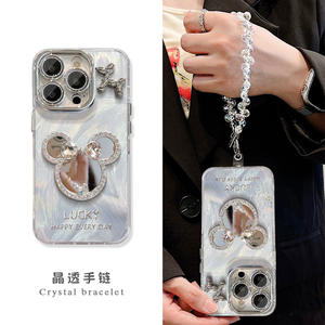 Convient pour Iphone 16 15/13pro <span class=keywords><strong>Mickey</strong></span> Mirror Phone Case 14pro Simple Bracket 11pro Explosion Iphone12 Fine Hole Feather Shell - Product Image 4