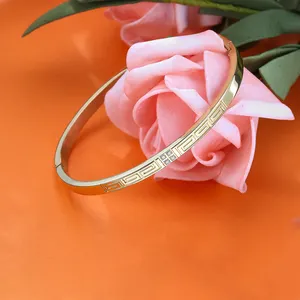 XIXI Jewelry Fashion Most Popular Design 4MM Thin Women Gold Plated Filled StaInless Steel Bracelet Bangles Jewelry