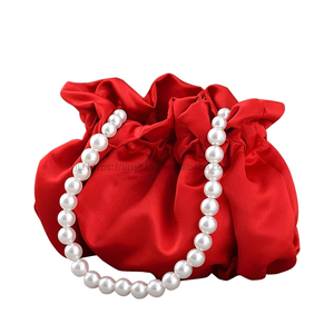New Style Cute Pearl Satin Handbag <b>Small</b> Tote Cheongsam Evening Gown <b>Bucket</b> Bag With Polyester Magnetic Closure Tanjing - Product Image 5