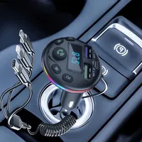 Émetteur FM Incar, modulateur MP3, récepteur audio, câble de charge 3-en-1 pour iPhone, Huawei, Xiaomi, plastique durable