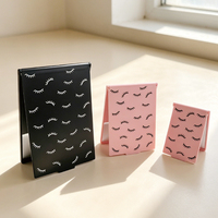 Miroir de Maquillage Pliable sur Pied, Rose Mat HD, 3 Tailles, Motif Cils, Personnalisable avec Logo OEM, Vente en Gros Direct Usine