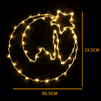 Guirlande lumineuse LED RUIYI Eid Mubarak à piles AA, lumières chaudes, étanche, en fer forgé, motif lune, étoile et château, pour l'Aïd et le Ramadan