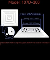 Diffuseur de plafond carré en plastique ABS durable à 4 voies avec panneau amovible pour projets d'aération commerciale et scolaire