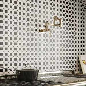Piastrelle a Mosaico in Pietra Naturale di Lusso, Motivo Geometrico Floreale Personalizzato, <span class=keywords><strong>Marmo</strong></span> Lucidato per Pareti e Pavimenti di Bagni di Alta Gamma - Product Image 5