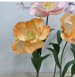 H-129 flores cor rosa tamanho grande artificial gigante seda peônia papoula papel anêmona para exibição de janela decoração de casamento em casa - Product Image 4