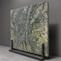 Grande dalle de marbre bleu Shangri-La naturel poli pour mur d'accentuation de luxe, îlot de cuisine, comptoir et meuble-lavabo de salle de bain