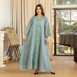 新しいエレガントで通気性のあるイード刺繍入りパーティー用ムスリム女性用ロングスリーブアバヤ、ドバイのイスラム服、春向け - Product Image 5