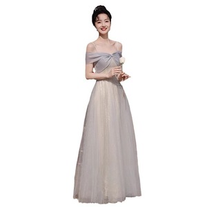 Bridesmaid Dresses Sweetheart Neckline Ball Gown Natural Waist Smoky Gray Polyester Evening Gown Performance Style - Product Image 5