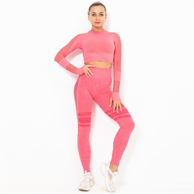 Fashion Modern Breathable Workout Clothing Women Active Wear Yoga Set 8 colors Long sleeve