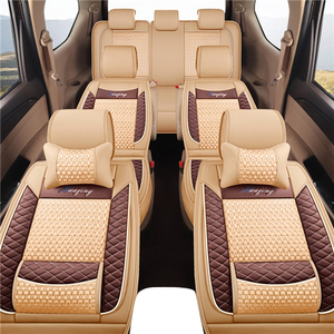 <span class=keywords><strong>Fundas</strong></span> de Asiento de Coche de Piel Beige de Alta Calidad Juego Completo para Siete Plazas Tamaño Universal para Todas las Furgonetas y Coches con Protección Envolvente Delantera - Product Image 1