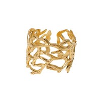 Minimalisti scher Edelstahl ring Schneller Versand 18 Karat Vergoldung Hohl Breitband Mode Ringe für Hochzeits schmuck