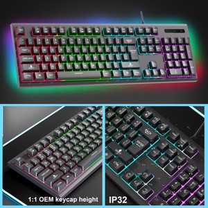 Sc725 Đen RGB có dây chơi Game bàn phím-kiểu dáng đẹp thiết kế đèn nền biểu tượng tùy chỉnh - Product Image 3