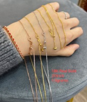 Cadena de Oro Sólido 18K AU750 Ajustable Tipo Chopin con Extensor Deslizante, Cadena de Oro en Blanco para Colgantes DIY y Fabricación de Joyas