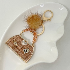 <span class=keywords><strong>Porte</strong></span>-<span class=keywords><strong>clés</strong></span> de sac à main de <span class=keywords><strong>luxe</strong></span> pour femmes avec boule de fourrure Bling Rhinestone Heart Charm Style de dessin animé à la mode en alliage de qualité supérieure - Product Image 4