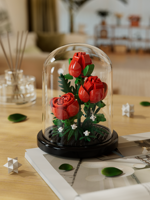 Puzzle de construction de fleurs 254 pièces en plastique ABS, modèle d'assemblage DIY, avec couvercle anti-poussière, décoration de bureau pour enfants et adultes, thème animaux et nature