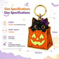 Porte-clés lumineux en alliage de zinc pour Halloween, pendentif fluorescent, décoration de sac à dos pour étudiant, petit cadeau de fête, vente en gros fabricant