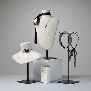 Vitrine de magasin de bijoux Présentoir en porte-bijoux en microfibre personnalisé Présentoir pour colliers Présentoir en métal Buste Mannequins - Product Image 4