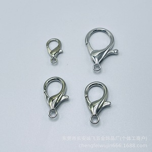 Fermoir mousqueton en alliage de zinc plaqué argent, accessoire de bijouterie DIY, porte-clés, 6.6-3, fabriqué à Dongguan - Product Image 4