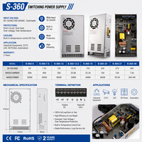 Alimentation à découpage S-360-12 12V 30A 360W SMPS AC/DC pour équipement industriel, vidéosurveillance, LED, imprimante 3D