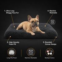 Tapis de couchage pour chiens et chats en fausse fourrure à poils longs, noyau en mousse haute densité, base antidérapante, lavable en machine, vente en gros OEM