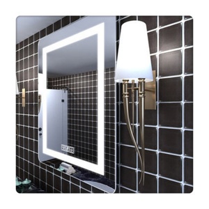 Miroir mural de salle de bain étanche à LED intelligent, idéal pour hôtels, avec cadre en surface solide, miroir décoratif - Grande Vente - Product Image 3